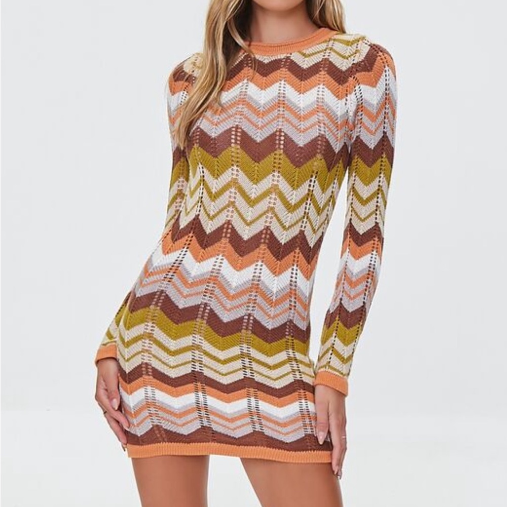 Forever 21 Chevron Pointelle Sweater Dress